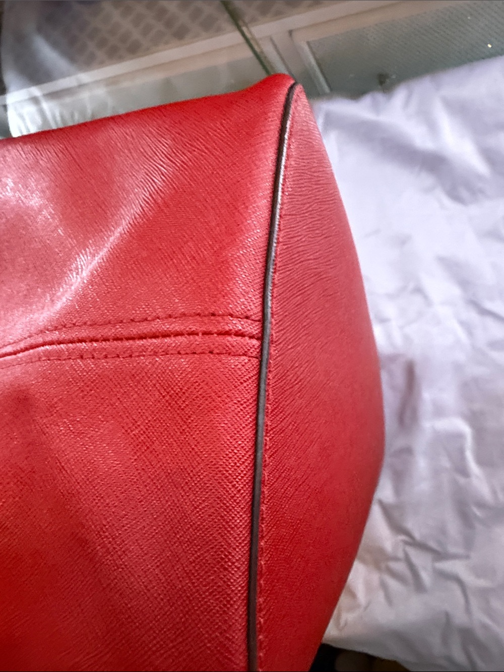 Michael Kors Bright Red Leather Tote with Gold MK Charm - Picture 16 of 16